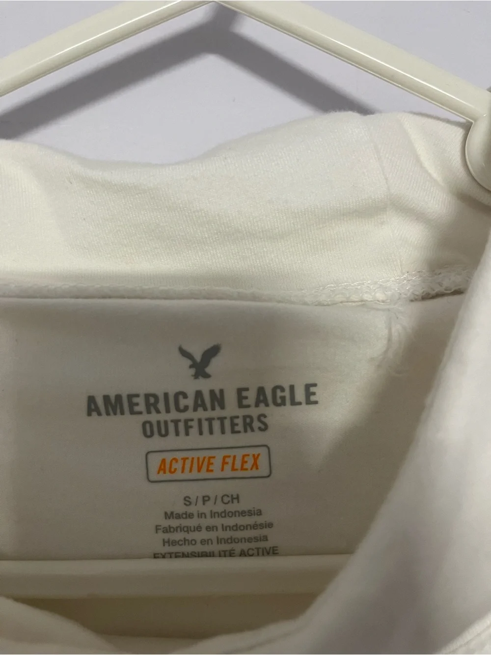 American Eagle Outfitters White Hoodie with Blue & Green Sleeve Accents